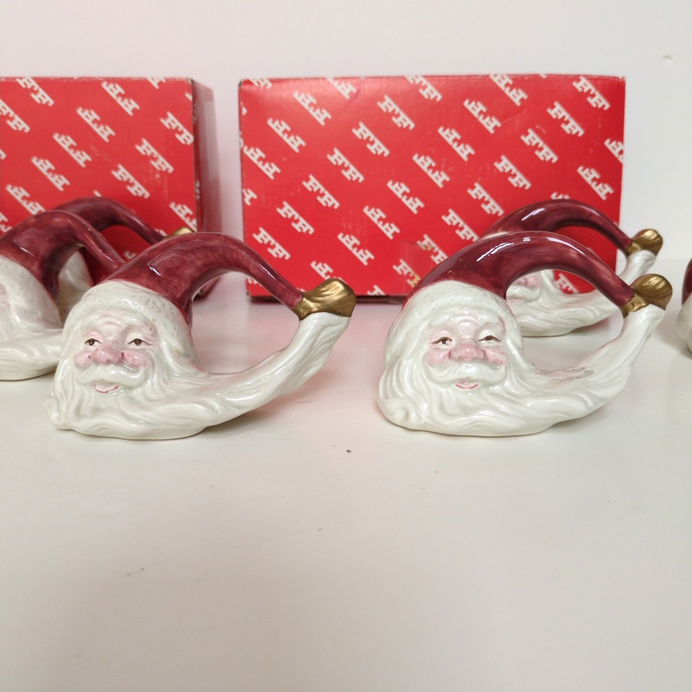 Vtg 90's Fitz and Floyd Santa Napkin Rings Old World Christmas Holiday Set of 8 - Picture 10 of 13